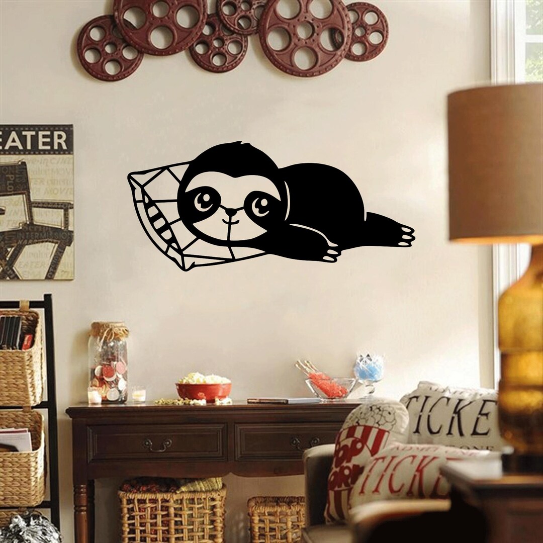 Cute Sloth Laser Cut SVG DXF Files - Wall Sticker, Engraving Decal ...