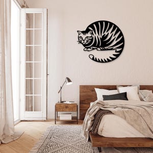 Cat Laser Cut SVG DXF Files - Wall Sticker, Engraving Decal, Silhouette Template, CNC Cutting Router, Digital Vector Instant Download