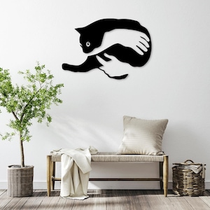 Fichiers SVG DXF découpés au laser Chat - Sticker mural, sticker de gravure, modèle Silhouette, routeur de découpe CNC, téléchargement immédiat