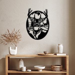 Deer Laser Cut SVG DXF Files - Wall Sticker, Engraving Decal, Silhouette Template, CNC Cutting Router, Digital Vector Instant Download
