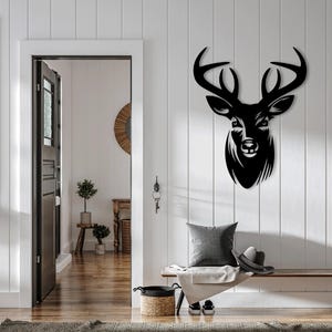 Deer Head Laser Cut SVG DXF Files - Wall Sticker, Engraving Decal, Silhouette Template, CNC Cutting Router, Digital Vector Instant Download