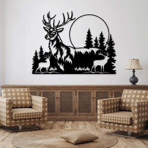 Deer Laser Cut SVG DXF Files - Wall Sticker, Engraving Decal, Silhouette Template, CNC Cutting Router, Digital Vector Instant Download