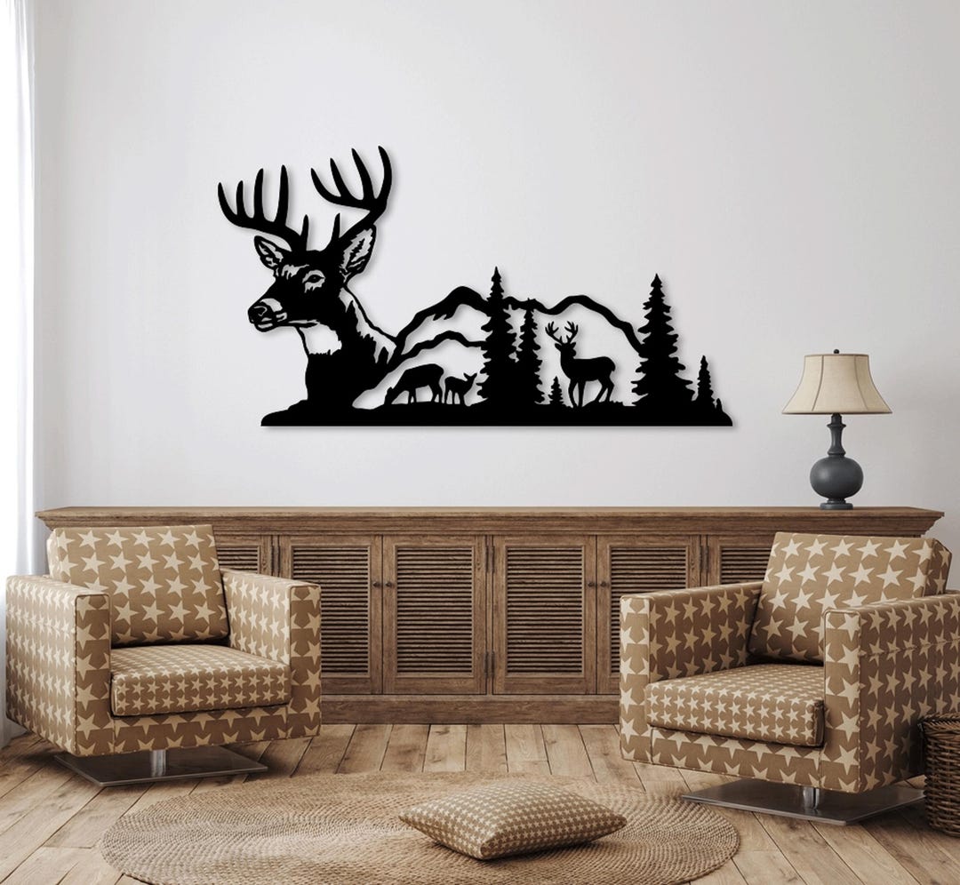 Mountain Deer Laser Cut File: Wildlife Scene SVG DXF EPS - Etsy