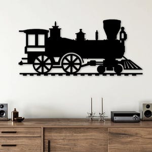 Vintage Train Laser Cut SVG DXF Files - Wall Sticker, Engraving, Silhouette Template, CNC Cutting Router, Digital Vector Instant Download