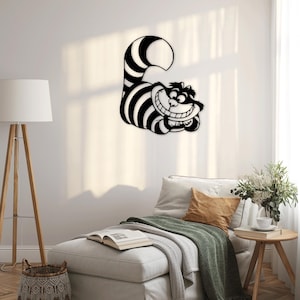 Pliki Cheshire Cat Laser Cut SVG DXF - Naklejka ścienna, Grawerowanie kalkomanii, Szablon sylwetki, Frezarka CNC, Cyfrowy wektor Natychmiastowe pobieranie