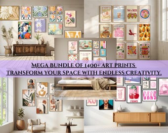 1400+ MEGA BUNDLE, Printable Wall Art, Trendy Prints, Kitchen Prints, Boho Wall Art, Bauhaus Prints, Flower Market Prints, Digital Wall Art