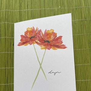 conjunto de 6 - duas flores vermelhas de primavera - cartões comemorativos