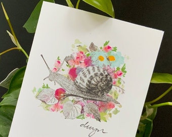 set of 6 - garden snail - greeting cards