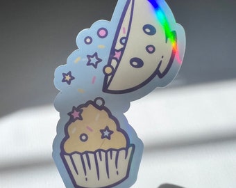 Kawaii Holographic Sprinkle Cupcake Laptop Water Bottle Vinyl Sticker
