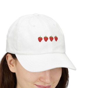 Embroidered Strawberry Cap, Trendy Summer Hat Attire, Classic Dad Baseball Cap, Fruit Lover Fun Fashion Accessory, Vacay Beach Pool Lake Mom