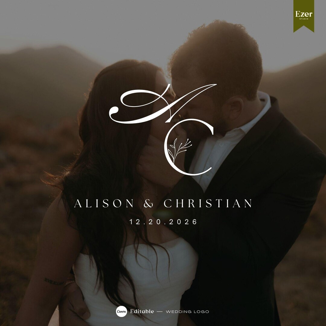 Custom Wedding Logo | Elegant Couple Monogram | Digital Download Logo ...