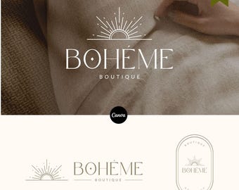 Editable Boho Sun Logo Template | Minimalist Canva Design | Boutique logo | Fashion logo | Photography logo
