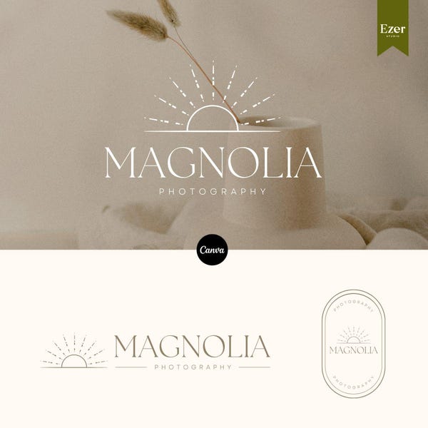 Editable Boho Sun Logo Template | DIY Canva Logo Set | Boutique logo | Fashion logo | Photography logo