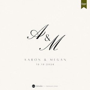 Custom Wedding Logo Monogram | Elegant Couple Monogram | Digital Download Logo | Wedding Initials Logo