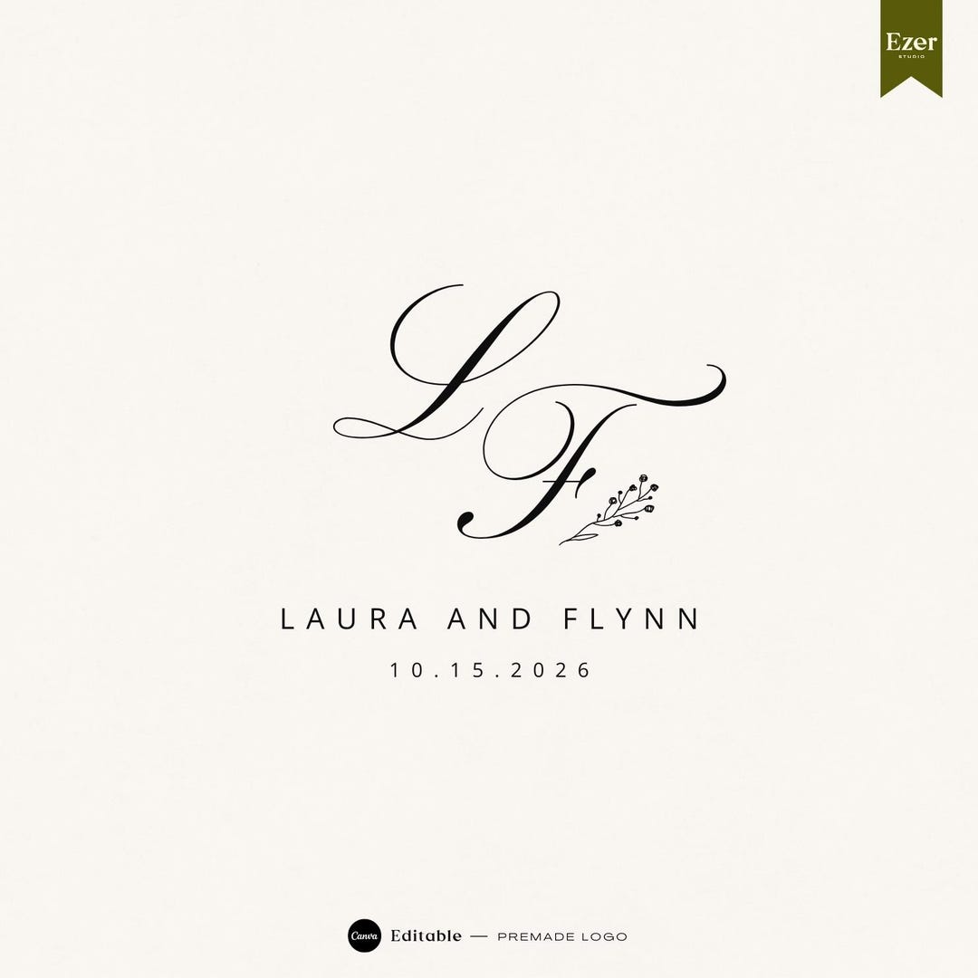 Custom Wedding Logo Monogram | Elegant Couple Monogram | Digital ...