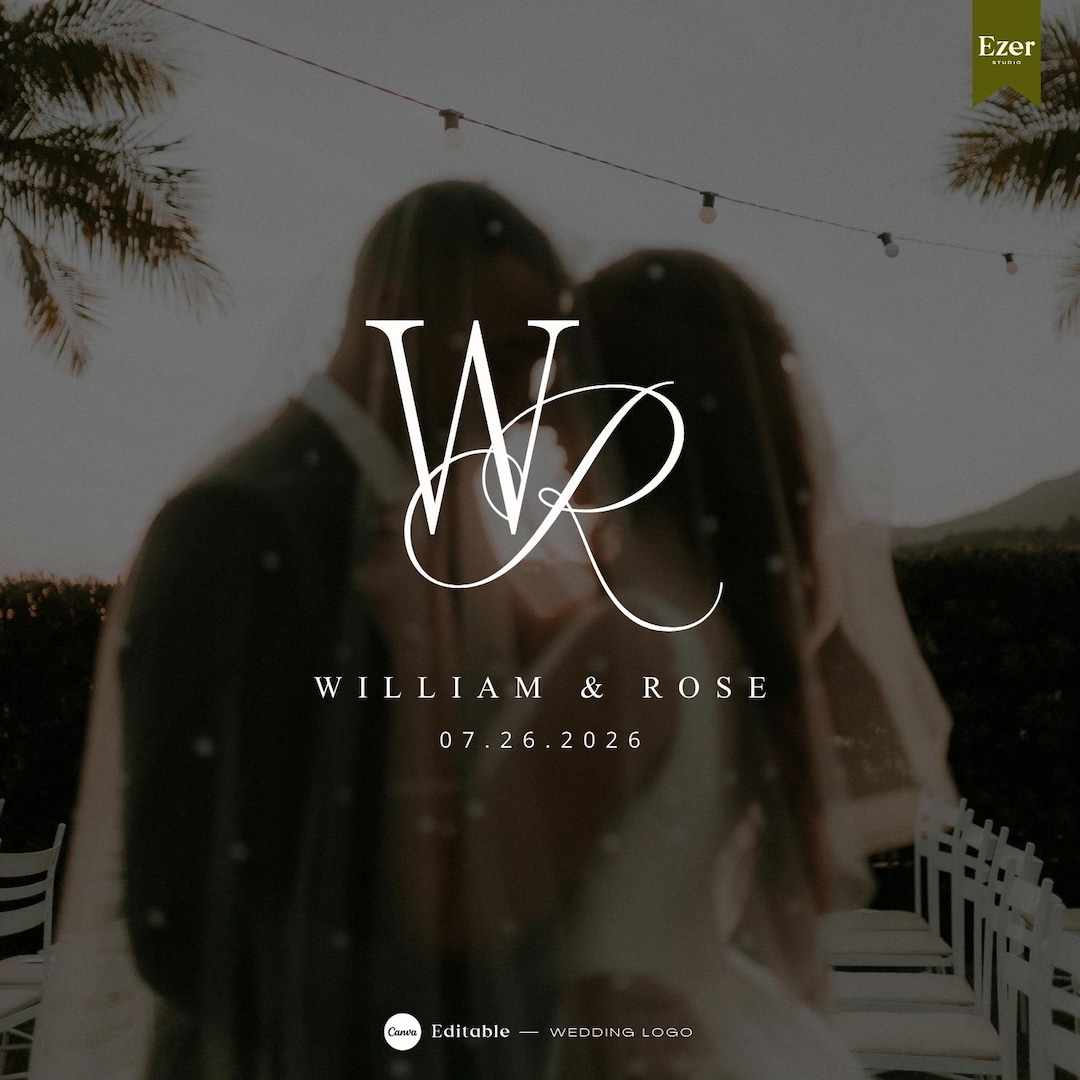 Custom Wedding Logo | Elegant Couple Monogram | Digital Download Logo ...
