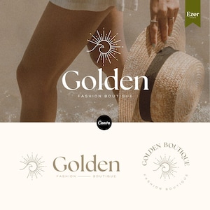 Sea Coast Canva Logo Template | DIY Beach Sun Logo | Boutique logo | Fashion logo | Photography | Swimwear logo | Sunburst logo | Ocean logo