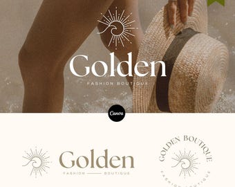 Sea Coast Canva Logo Template | DIY Beach Sun Logo | Boutique logo | Fashion logo | Photography | Swimwear logo | Sunburst logo | Ocean logo