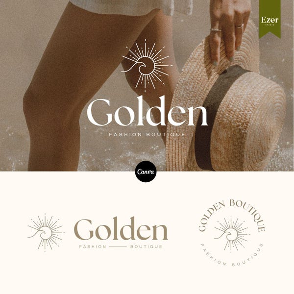 Plantilla de logotipo de Canva de Sea Coast / Logotipo de sol de playa DIY / Logotipo de boutique / Logotipo de moda / Logotipo de fotografía