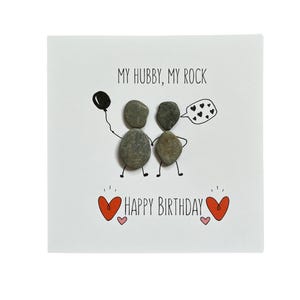 Tarjeta Mi esposo, mi roca, tarjeta para él, tarjeta de felicitación, tarjeta con arte de guijarros, tarjeta hecha a mano, tarjeta de cumpleaños para mi esposo, feliz cumpleaños para mi esposo