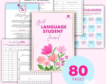 Language Learning Journal: Study Planner, Templates & Trackers (Digital Download)