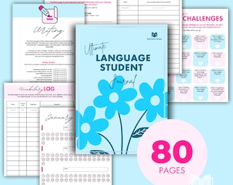 Language Learning Journal: Study Planner, Templates & Trackers (Digital Download)