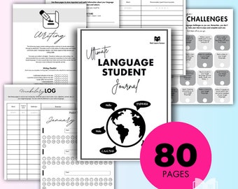 Language Learning Journal: Study Planner, Templates & Trackers (Digital Download)