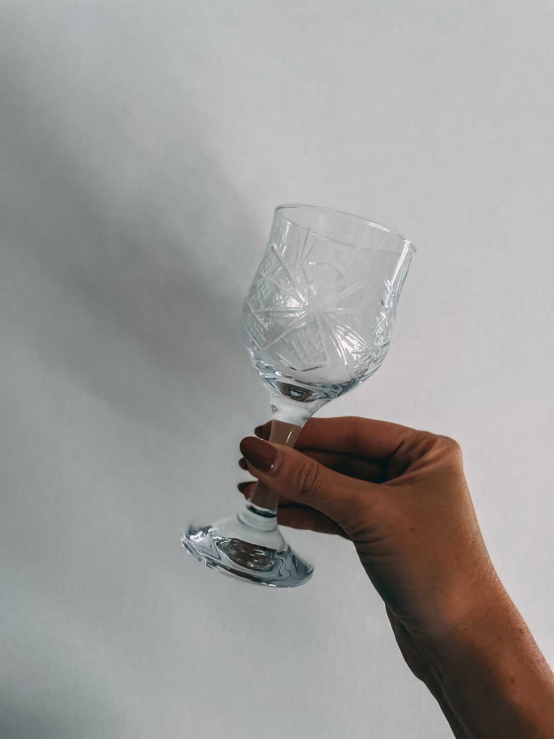 Cut Glass Wine Glasses (set of 5) | Romantic Chic | Vintage Glassware ...