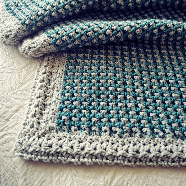 CROCHET PATTERN Textured Houndstooth Throw - Make a Blanket of any Size - Easy - PDF Download