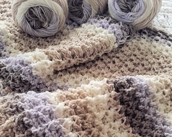 CROCHET PATTERN Squish Factor Afghan - Make to Any Size Blanket or Scarf - PDF Download