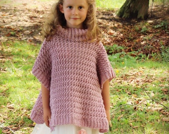 PATRON AU CROCHET Poncho Jolie Fille - Tailles Bambin à Adulte - Téléchargement PDF