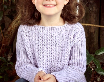 CROCHET PATTERN Simple Cable Pullover - Sizes 0-3 Mos to 12 Years - PDF Download