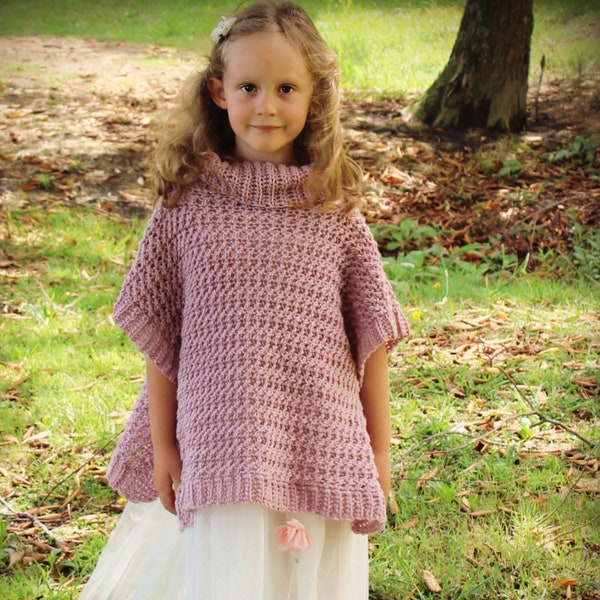 CROCHET PATTERN Pretty Girl Poncho - Sizes Toddler to Adult - PDF Download