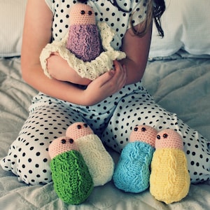 CROCHET PATTERN Cable Babies - 7&quot; Tall Amigurumi Toy - PDF Download