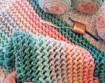 CROCHET PATTERN Zigzag Waffle Blanket - Make a Throw of Any Size - PDF Download