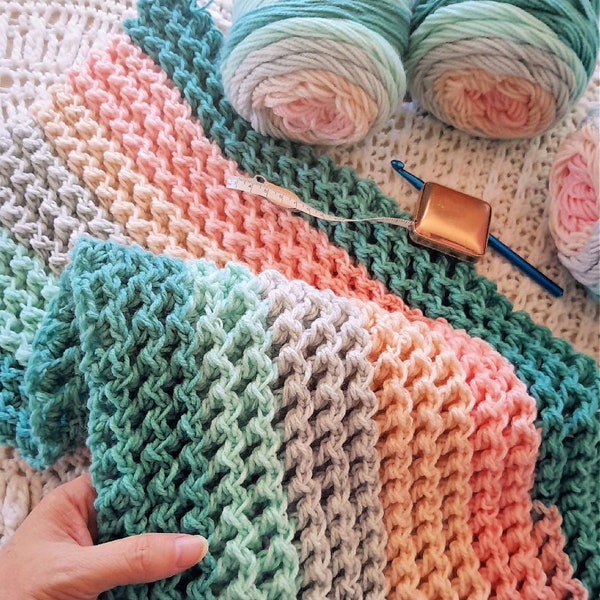 CROCHET PATTERN Zigzag Waffle Blanket - Make a Throw of Any Size - PDF Download