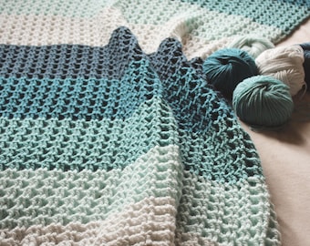CROCHET PATTERN Crochet Me A River Throw - Make to Any Size - PDF Download
