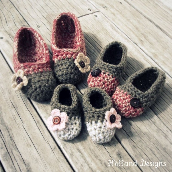 CROCHET PATTERN Kids Cakewalk Slippers - All Sizes - Baby Toddler and Youth - PDF Download