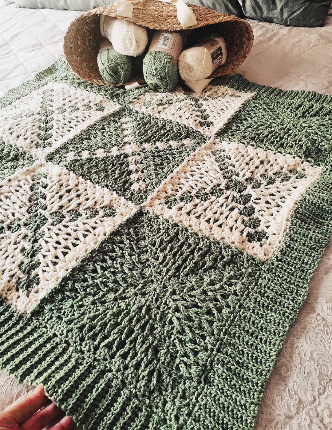 CROCHET PATTERN Modern Jacob's Ladder Afghan Join as You Go Granny