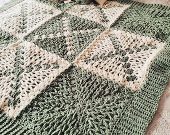 CROCHET PATTERN Modern Jacob's Ladder Afghan - Join as You Go Granny Squares - PDF Download