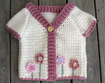 CROCHET PATTERN Flower Garden Cardigan - Baby to 5 Years - PDF Download