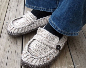 CROCHET PATTERN Modern Men&#39;s Loafers - Slippers - PDF Download