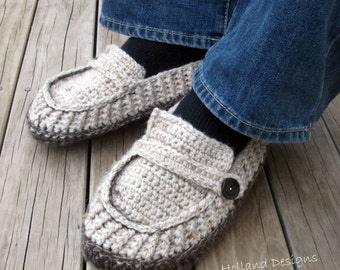 PATRÓN A CROCHET Mocasines Modernos para Hombre - Pantuflas - Descargar PDF