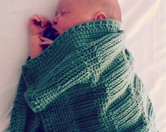 CROCHET PATTERN Raised Squares Baby Blanket - PDF Download