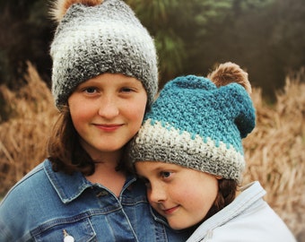 CROCHET PATTERN American Moss Beanie and Head Wrap - Sizes Baby to Adult - PDF Download