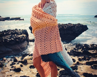 CROCHET PATTERN Sunset Beach Throw - Make to Any Size - PDF Download