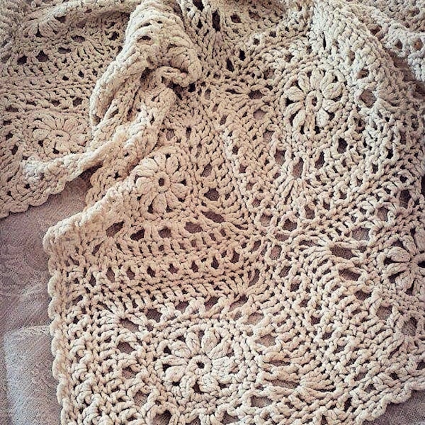 CROCHET PATTERN Flower Motif Baby Blanket - Make to Any Size - PDF Download