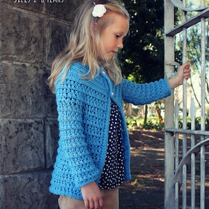 CROCHET PATTERN Romantic Girl&#39;s Cardigan - Sizes 1-8 Years - PDF Download