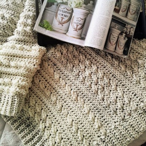 CROCHET PATTERN Irish Cream Cable Blanket - Make to Any Size - PDF Download