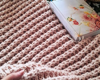 CROCHET PATTERN Waffled Shell Stitch Blanket or Scarf - Make to Any Size - PDF Download